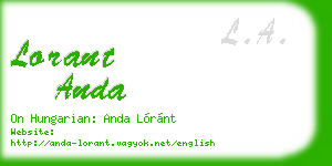 lorant anda business card